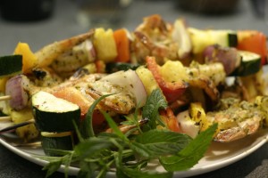 img_2309 Fiery Shrimp Skewers with Pineapple and Mint