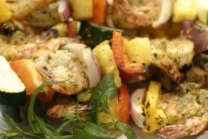 img_2312 Fiery Shrimp Skewers with Pineapple and Mint