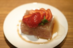 Drunken Strawberry Rhubarb Jelly Squares with Dark Chocolate