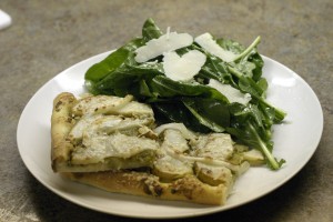 img_3905 Pesto, Pear and Parmigiana Flatbread