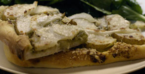 pestopearflatbread_2 Pesto, Pear and Parmigiana Flatbread