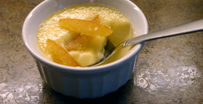 White chocolate pots de creme with candied orange