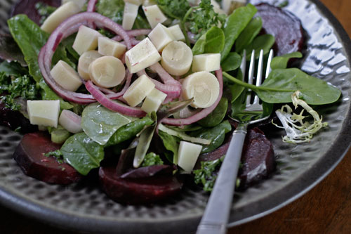 img_7897 Beet Salad With Hearts of Palm, Manchego And Sweet Pickled Onions