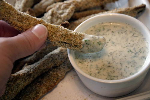 img_0925 Pub Night: Piri Piri Breaded Pickle Spears with Buttermilk Dill Dipping Sauce