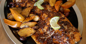 slowroastedsalmonwolives_2 Slow Roasted Salmon with Olives and Broiled Balsamic Persimmons