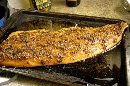 srs3 Slow Roasted Salmon with Olives and Broiled Balsamic Persimmons