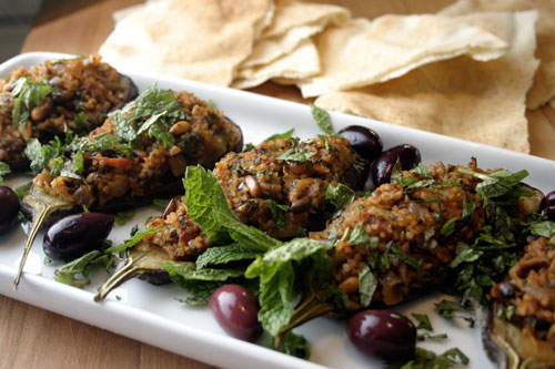 bse13 North African Bulghar Stuffed Eggplant