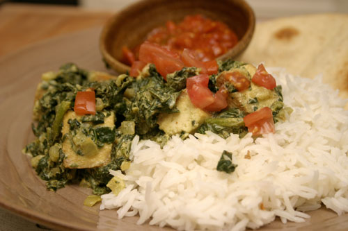 st10 Saag Tofu: Indian Spiced Tofu in Spinach Sauce