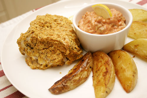 coff11 Pub Night: Cajun Oven Fried Fish & Chips with Tomato and Roasted Jalapeno Tartar Sauce