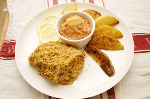 coff9 Pub Night: Cajun Oven Fried Fish & Chips with Tomato and Roasted Jalapeno Tartar Sauce