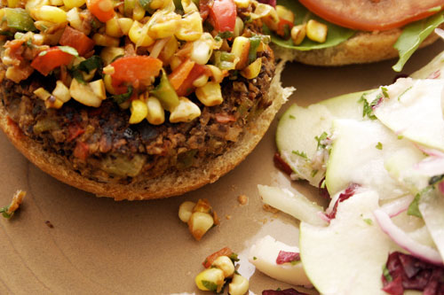 bbp6 Black Bean Burgers with Corn and Cilantro Relish