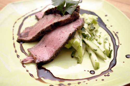 rea6 February Kitchen Play Part 2: Rib Eye Steak with Apple Slaw and Spicy Honey Balsamic Drizzle