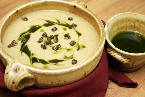 srcs15 Vegantines Day: Spice Roasted Cauliflower Soup with Fried Capers